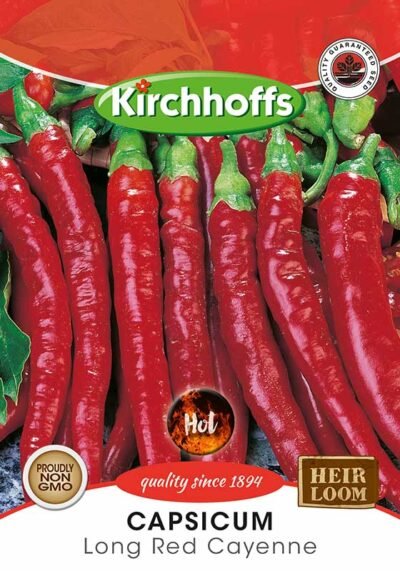 Long Red Cayenne Chilli Kirchhoffs Seeds Heirloom Non-GMO